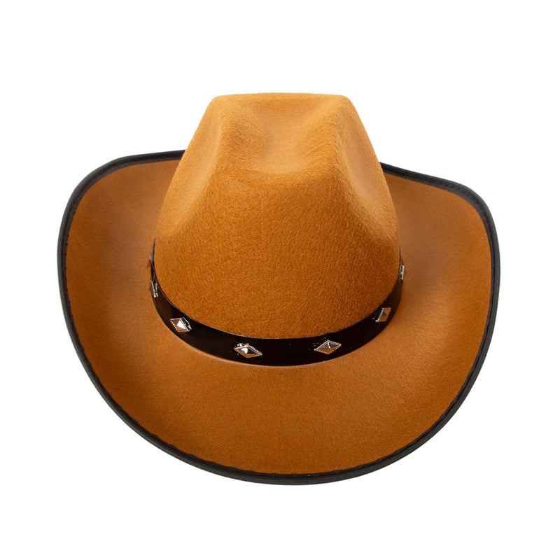 Fun Central - Brown Felt Studded Cowboy Hat - Unisex - Image 3